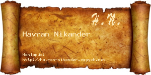 Havran Nikander névjegykártya
